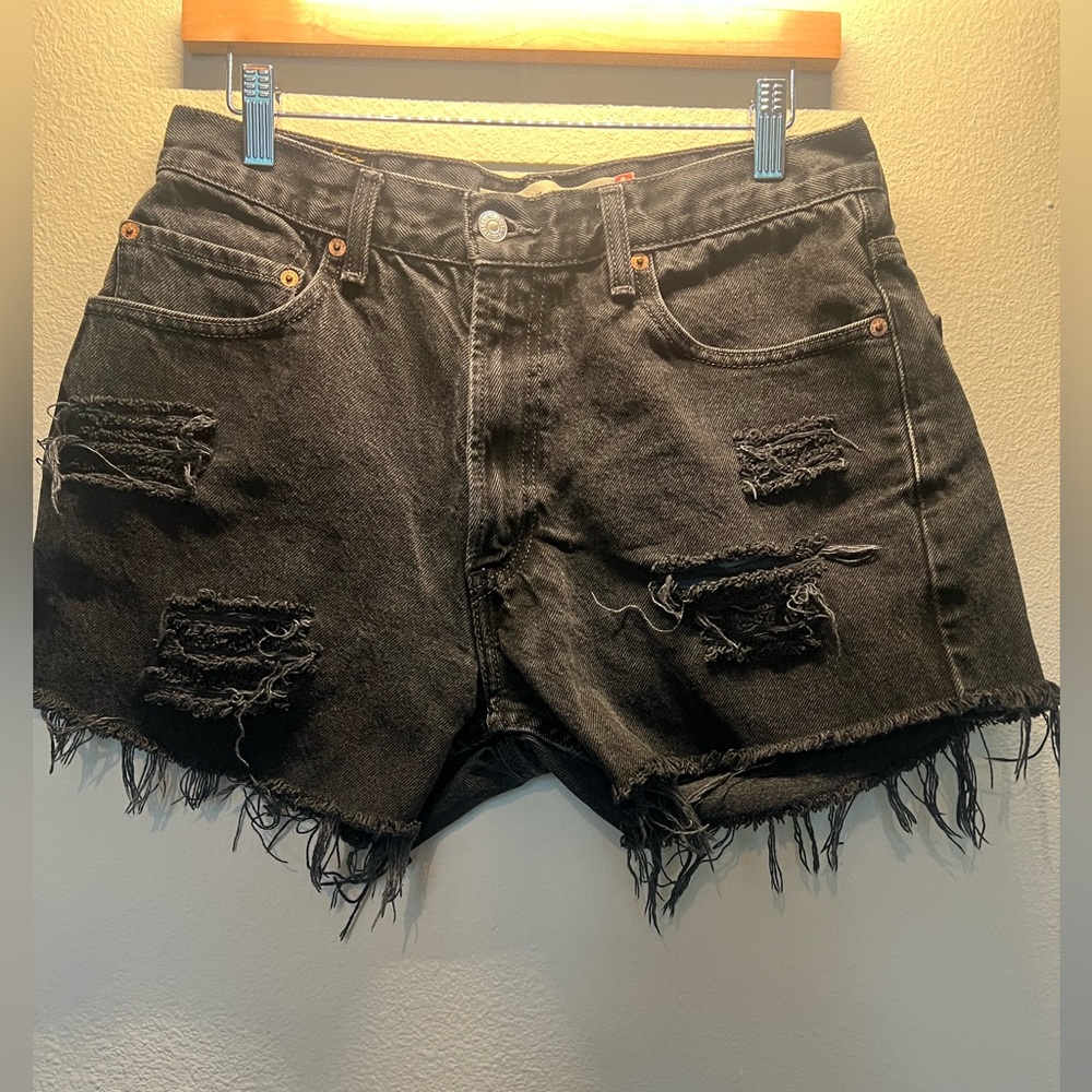 Levi's Black Distressed Jean Shorts